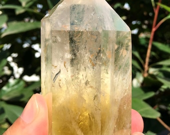 天然の大きな透明なヘッドの黄色のシトリンクリスタルクォーツポイント