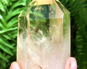天然の大きな透明なヘッドの黄色のシトリンクリスタルクォーツポイント