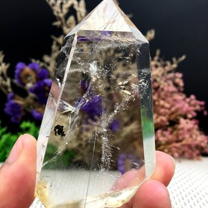 Rare Natural black Tourmaline Rutilated Quartz Tower/black Tourmaline Included Crystal Point/Crystal Specimen/Crystal energy/Healing crystal