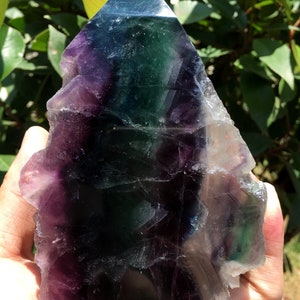 high quality Rainbow Fluorite Crystal Tower Point/Fluorite Tower/Banded Fluorite/Crystal Wand/Obelisk/Fluorite Generato/Healing Crystal