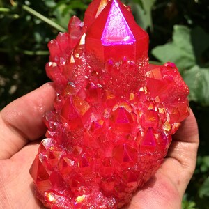 Aura Pink Quartz Crystal Cluster/Angel Aura Quartz Crystal Cluster/Cluster Titanium Crystal Healing Crystal/Reiki/Meditation/Energy
