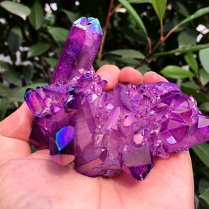 Aura Purple Quartz Crystal Cluster/Angel Aura Quartz Crystal Cluster/Cluster Titanium Crystal Healing Crystal/Reiki/Meditation/Energy