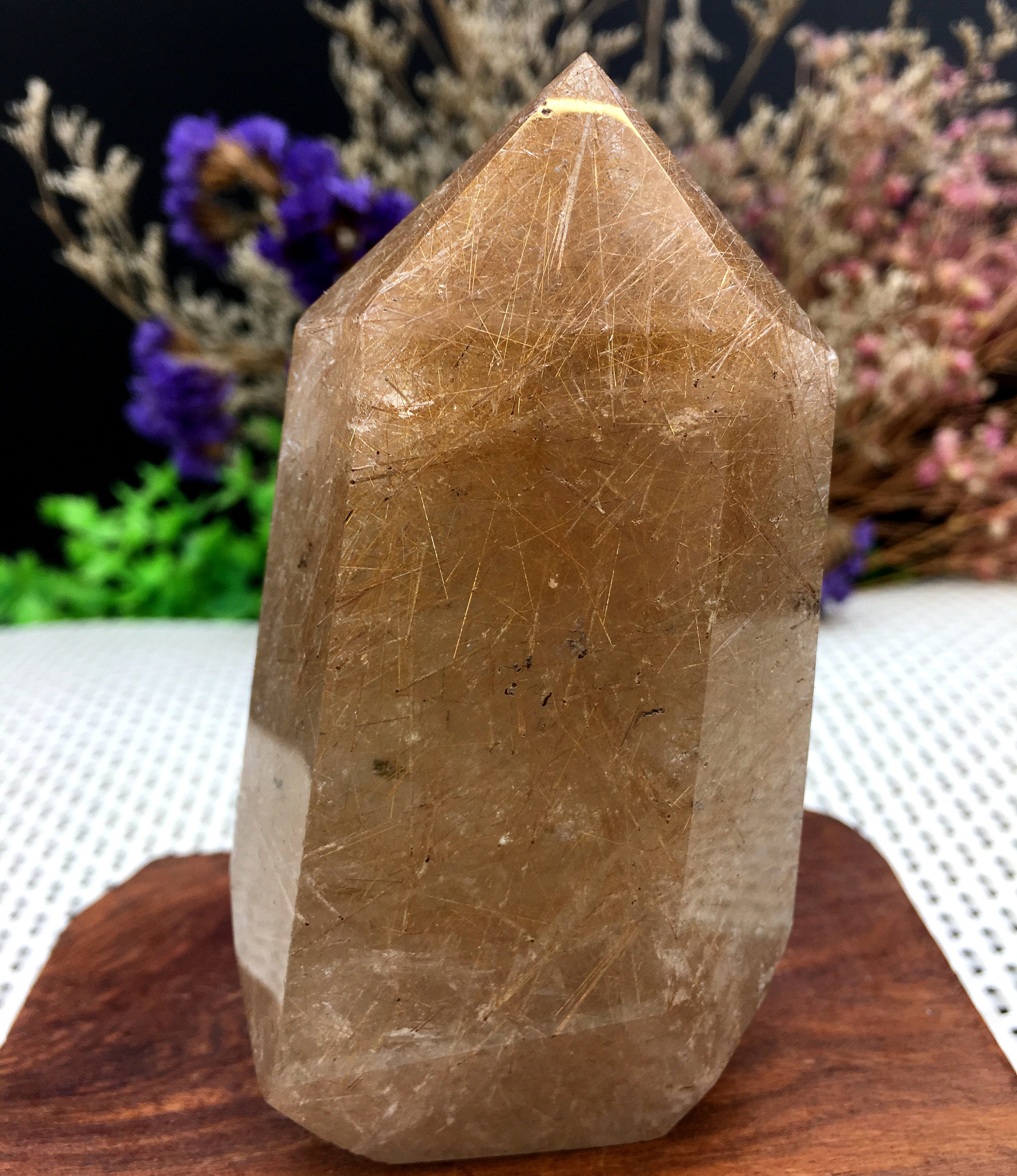 Rare Clear Golden Rutilated Inclusions Quartz Point/Crystal Tower/Gold Needles Crystal specimen/healing crystals and stones/Special gift