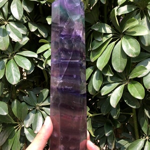 high quality Rainbow Fluorite Crystal Tower Point/Fluorite Tower/Banded Fluorite/Crystal Wand/Obelisk/Fluorite Generato/Healing Crystal