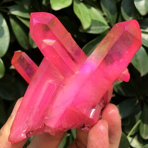 Aura Pink Quartz Crystal Cluster/Angel Aura Quartz Crystal Cluster/Cluster Titanium Crystal Healing Crystal/Reiki/Meditation/Energy