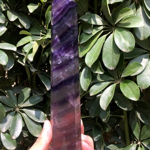 high quality Rainbow Fluorite Crystal Tower Point/Fluorite Tower/Banded Fluorite/Crystal Wand/Obelisk/Fluorite Generato/Healing Crystal
