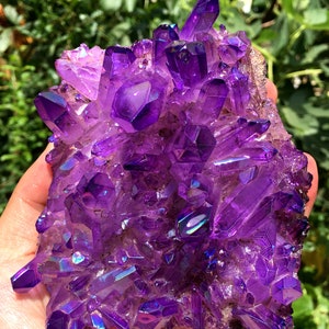 Aura Purple Quartz Crystal Cluster/Angel Aura Quartz Crystal Cluster/Cluster Titanium Crystal Healing Crystal/Reiki/Meditation/Energy