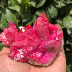 Aura Pink Quartz Crystal Cluster/Angel Aura Quartz Crystal Cluster/Cluster Titanium Crystal Healing Crystal/Reiki/Meditation/Energy
