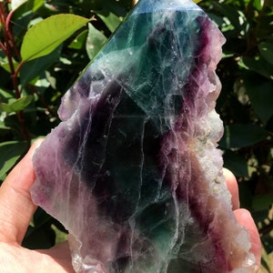 high quality Rainbow Fluorite Crystal Tower Point/Fluorite Tower/Banded Fluorite/Crystal Wand/Obelisk/Fluorite Generato/Healing Crystal