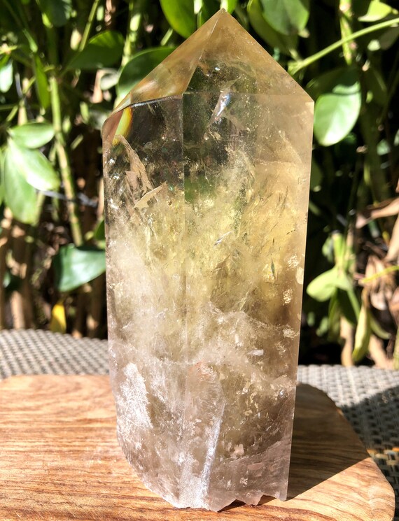 天然の大きな透明なヘッドの黄色のシトリンクリスタルクォーツポイント