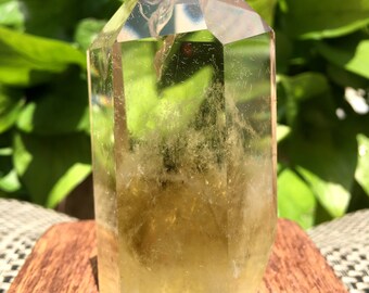 天然の大きな透明なヘッドの黄色のシトリンクリスタルクォーツポイント