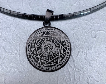 Pendentif sceaux noirs des 7 archanges/pendentif céleste en acier inoxydable/collier bohème bohème/cadeau pour elle/cadeau meilleur ami/vendeur australien