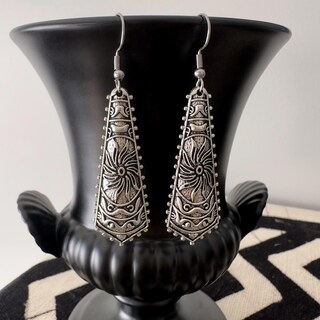 Orecchini Pendenti Etnici Boho A Goccia - Tribali In Argento Con Rubino Rosso, Stile Gitano E Filigrana, Gioielli Lunghi Per Donna