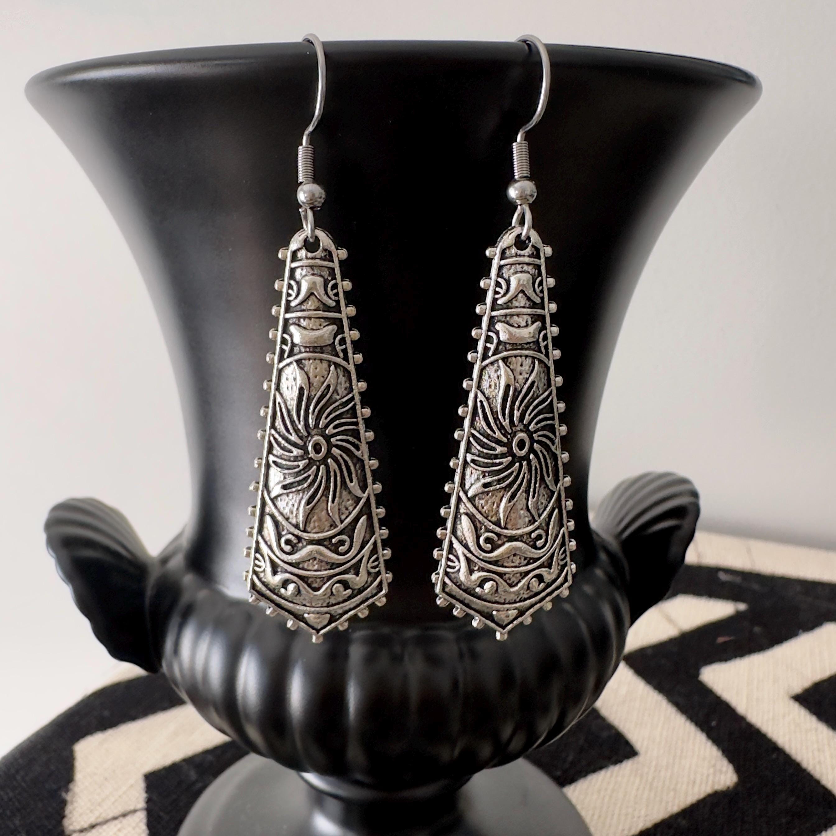 Orecchini Pendenti Etnici Boho A Goccia - Tribali In Argento Con Rubino Rosso, Stile Gitano E Filigrana, Gioielli Lunghi Per Donna