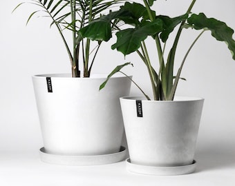 2 Set Large Angled Planters - 12" 15" Large Plant Pots, Indoor and Outdoor Planter Pots, Houseplant Pots, Imitation Concrete Ceramic Pots