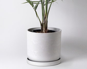 12 Inch Planter Pot | Large Planter Pot With Drainage | Indoor Plant Pot |Planters with Saucer | Imitation Concrete Ceramic Flower Plant Pot