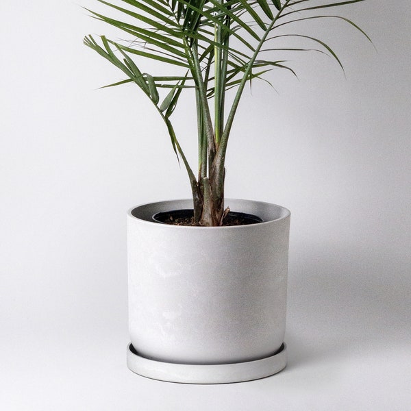 12 Inch Planter Pot | Large Planter Pot With Drainage | Indoor Plant Pot |Planters with Saucer | Imitation Concrete Ceramic Flower Plant Pot