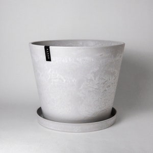 15 Inch Planter Pot | Large Planter Pot With Drainage | Indoor Plant Pot |Planters with Saucer | Imitation Concrete Ceramic Flower Plant Pot