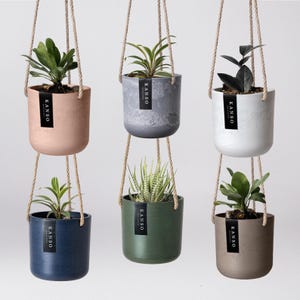 4" Hanging Planter Pot with Drainage Hole & Plug • Hanging Pot • Hanging Flower Pot • Air Plant Holder • Imitation Concrete Hanging Planter