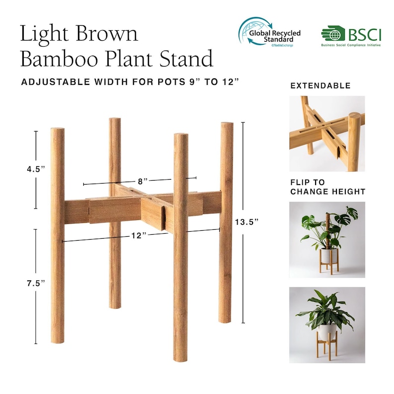 Adjustable Bamboo Plant Stand