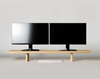 Dual Monitor Stand • Desk Shelf Monitor Stand • Wooden Monitor Riser • Monitor Shelf • Desk Organizer for Home Office • Laptop Monitor Stand