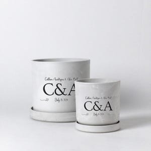 Personalized Planter Pot with Name Initials & Date | Wedding, Engagement, Anniversary Gift | Unique Gift for Newlyweds | Indoor Planter Pot