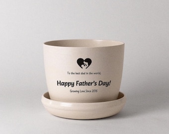 Father's Day Personalized Planter Pot | Father's Day Gift | Succulent Pot | Personalized Planter Gift | Bamboo Fibre White Mini Planter Pot