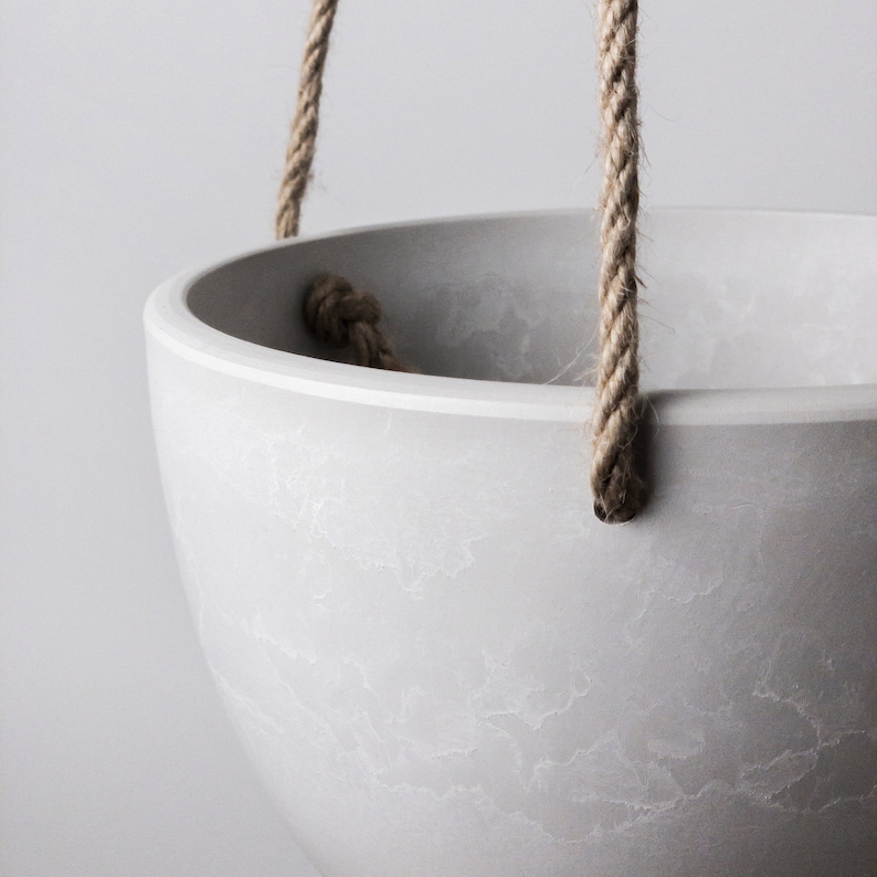 Hanging Planter Pot with Drainage Hole Indoor Hanging Pots 8 or 12 Succulent Plant Pot Imitation Concrete Ceramic Hanging Planter Pot image 7