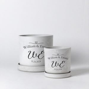 Personalized Planter Pot with Name Initials & Date | Wedding, Engagement, Anniversary Gift | Unique Gift for Newlyweds | Indoor Planter Pot