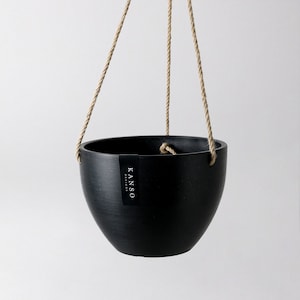 Hanging Planter Pot with Drainage Hole Indoor Hanging Pots 8 or 12 Succulent Plant Pot Imitation Concrete Ceramic Hanging Planter Pot Black