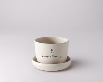 Personalized Planter Pot - Write Anything | Custom Plant Pot | Bamboo Fibre Cute Planter | White Mini Planter Pot | Indoor Planter Pot