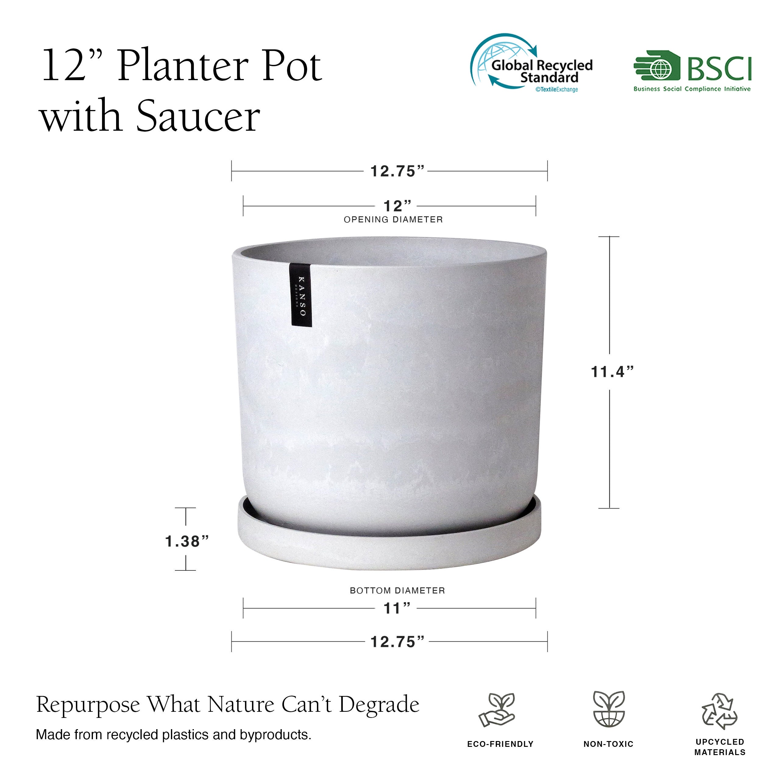 12 Inch Planter Pot | Large Planter Pot With Drainage | Indoor Plant ...