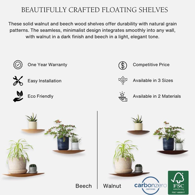 Wooden Plant Shelf Wall Mounted Plant Shelf Floating Plant Shelf for