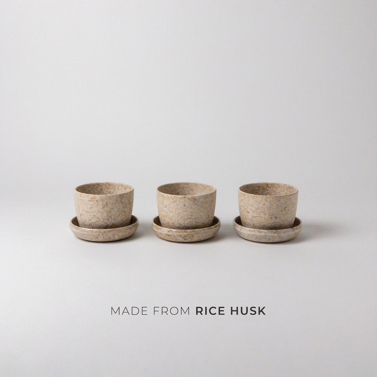 Essence Mini Planters Set of 3 | Indoor Small Succulent Planters | Tiny Planter Pot | Cactus Planters | Small Planter with Saucer - 5" Size - Rice Husk