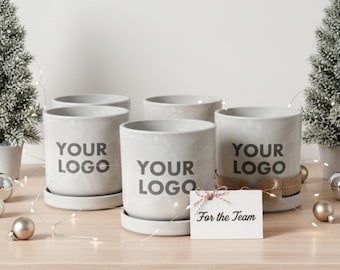 Custom Logo Planter Pot | Corporate Christmas Gifts for Employees & Clients | Personalized Company Holiday Gifts
