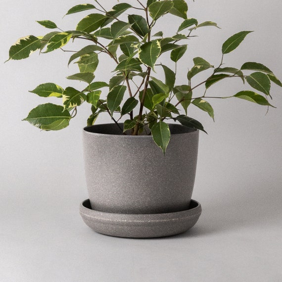 Grey Plant Pot Planter Pot With Saucer Pot Etsy