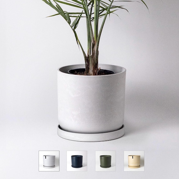 16" & 12 Signature Stone Planter - Large Plant Pot 12 inch / Dusted Clay