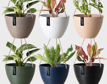 10" Hanging Planter Pot with Drainage Hole & Plug | Hanging Wall Planter | Upcycled Hanging Planters | Indoor Hanging Pot| Housewarming Gift