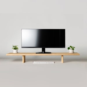 Wooden Monitor Stand • Laptop, Monitor Stand • Monitor Riser • Handcrafted Wooden Desk Shelf Monitor Stand • Dual Monitor Speaker Stand