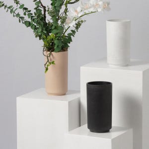 Modern Minimalist Vase | Matte Textured Flower Vase | Recycled Material Decor | Large Wide Mouth Vase | Dried Flower Display