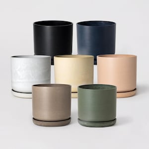 Cache-pot de 9 po. avec soucoupe - Trou de drainage et bouchon | Cache-pot d'intérieur moderne et respectueux de l'environnement pour plantes d'intérieur et fleurs