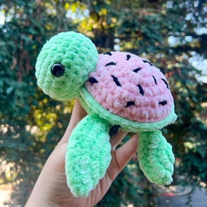 Crochet Plushie Watermelon Turtle | Amigurumi | Sea Turtle