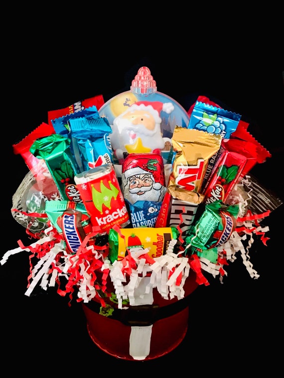 Merry Christmas Candy Arrangement Gift Basket Candy Bouquet | Etsy