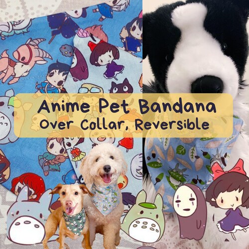 Anime Dog Bandana Anime Pet Scarf Over Collar Bandana My - Etsy Anime Dog Bandana Anime Pet Scarf Over Collar Bandana My - Etsy
