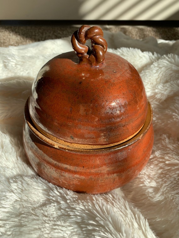 Vintage Handmade Ceramic Bowl with Lid Large Vintage Pottery Etsy