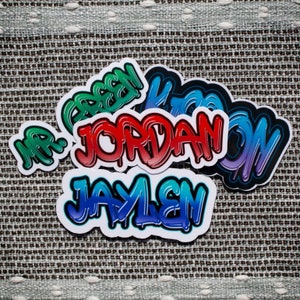 Graffiti Name Stickers • Teacher Appreciation Week • Custom Name Stickers • Water Resistant • Personalized • Magnets • Locker Decorations