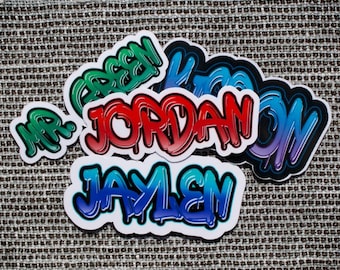 Graffiti Name Stickers • Teacher Appreciation Week • Custom Name Stickers • Water Resistant • Personalized • Magnets • Locker Decorations