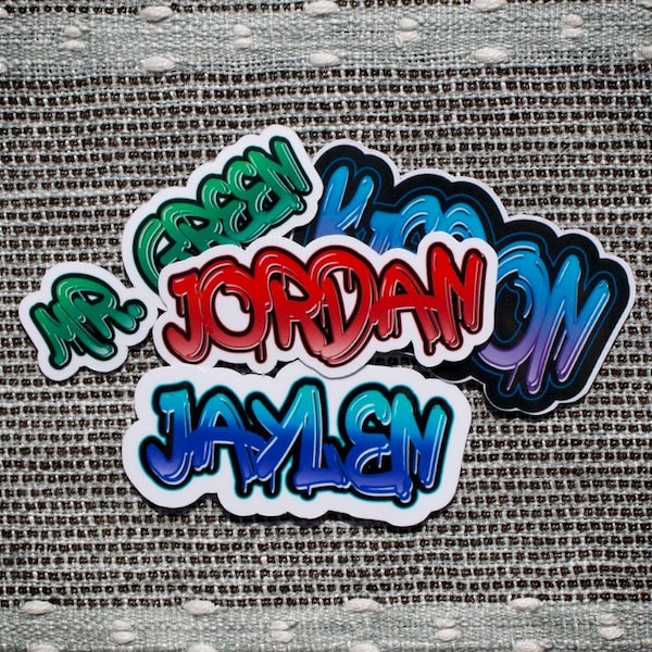 Graffiti-naamstickers • Leraarwaarderingsweek • Aangepaste naamstickers • Waterbestendig • Gepersonaliseerd • Magneten • Lockerdecoraties