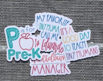 Pre-K/Preschool Teacher Stickers  • Teacher Appreciation Week Gift • Water Resistant Stickers • Sticker Pack • Vinyl Sticker • Magnets