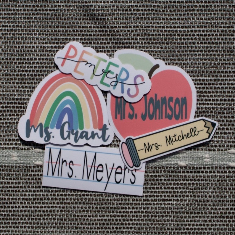 Personalized Teacher Name Sticker  • Waterproof Stickers • Sticker Pack • Vinyl Sticker • TEACHER APPRECIATION GIFT • Magnet 